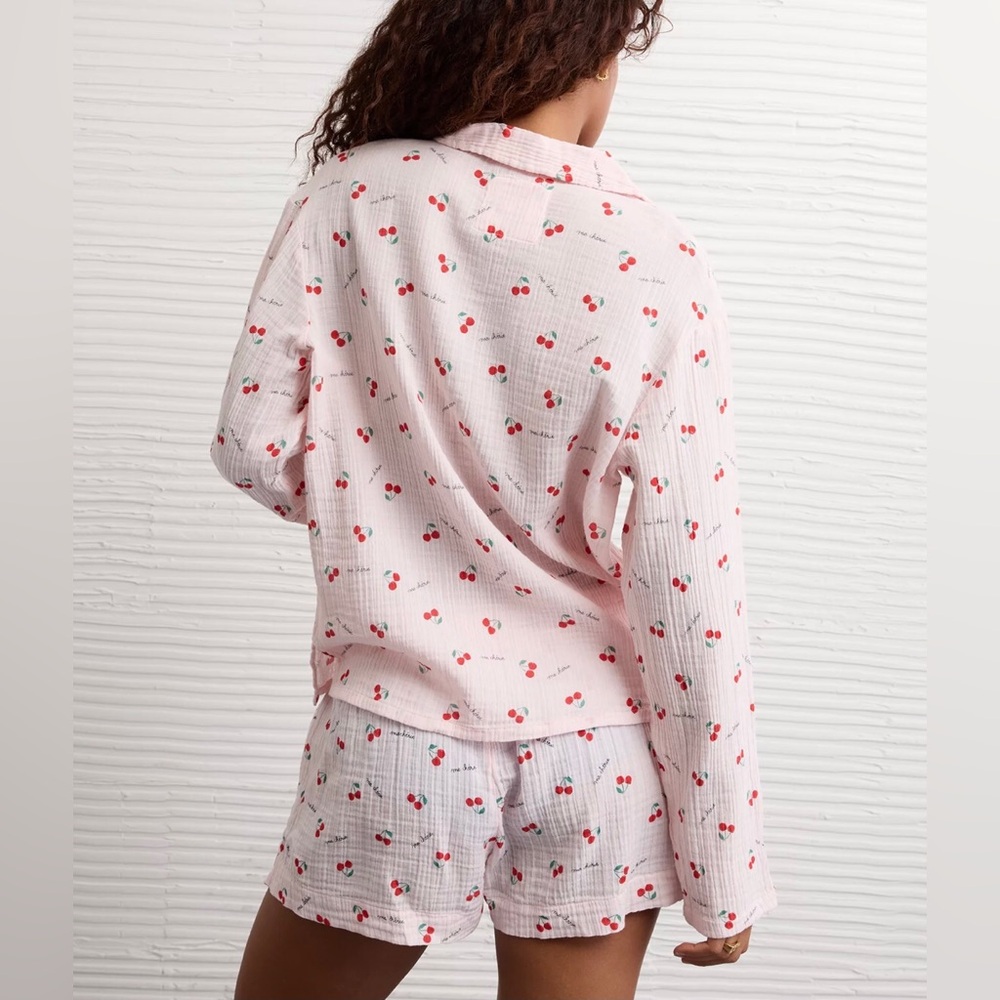 NEW cherry print AE Cotton Gauze PJ Set American Eagle - Picture 4 of 12